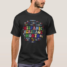 Camiseta Patrimônio Hispânico Mês Nomes de Países Latinos