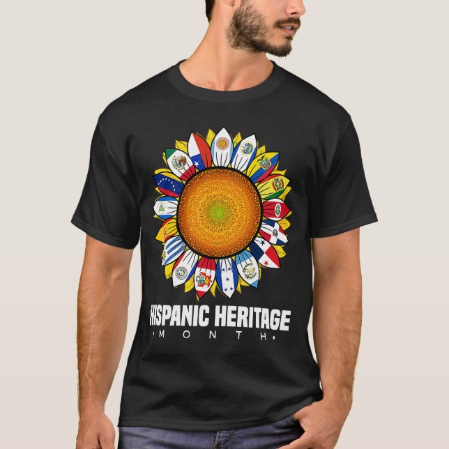 Camiseta Patrimônio Hispânico Mês Países Espanhóis Bandeira (Frente)
