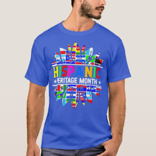 Camiseta Patrimônio Hispânico Mês Países latinos Bandeiras