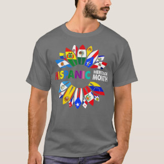 Camiseta Patrimônio Hispânico Mês Países latinos Bandeiras