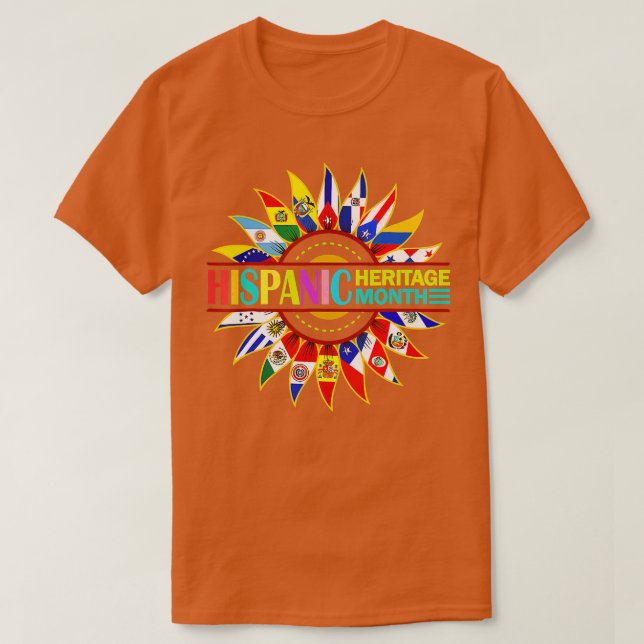 Camiseta Patrimônio Hispânico Mês Países latinos Bandeiras  (Frente do Design)
