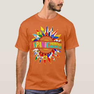 Camiseta Patrimônio Hispânico Mês Países latinos Bandeiras 
