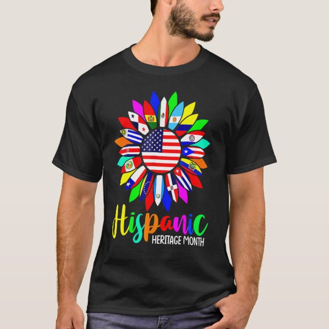 Camiseta Patrimônio Hispânico Mês Países latinos Bandeiras  (Frente)