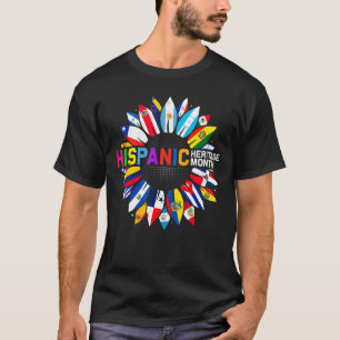 Camiseta Patrimônio Hispânico Mês Países latinos Bandeiras 