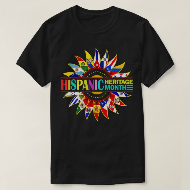 Camiseta Patrimônio Hispânico Mês Países latinos Bandeiras  (Frente do Design)