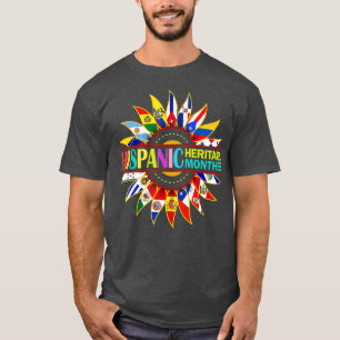 Camiseta Patrimônio Hispânico Mês Países latinos Bandeiras