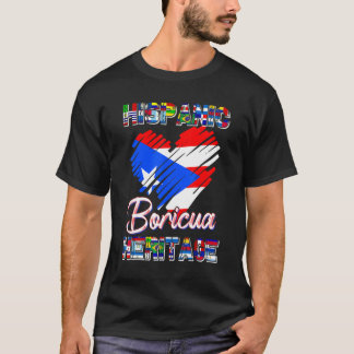 Camiseta Patrimônio Hispânico Mês Porto Rico Bandeira Boric