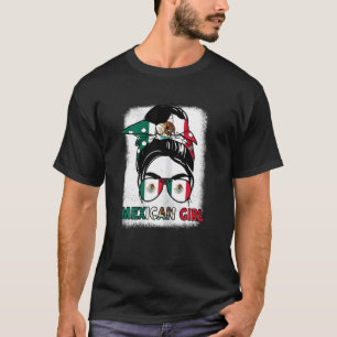 Camiseta Patrimônio Hispânico Mês Rapariga Mexicana Bandeir