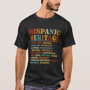 Camiseta Patrimônio Hispânico Mês Todos os Países Latinos L