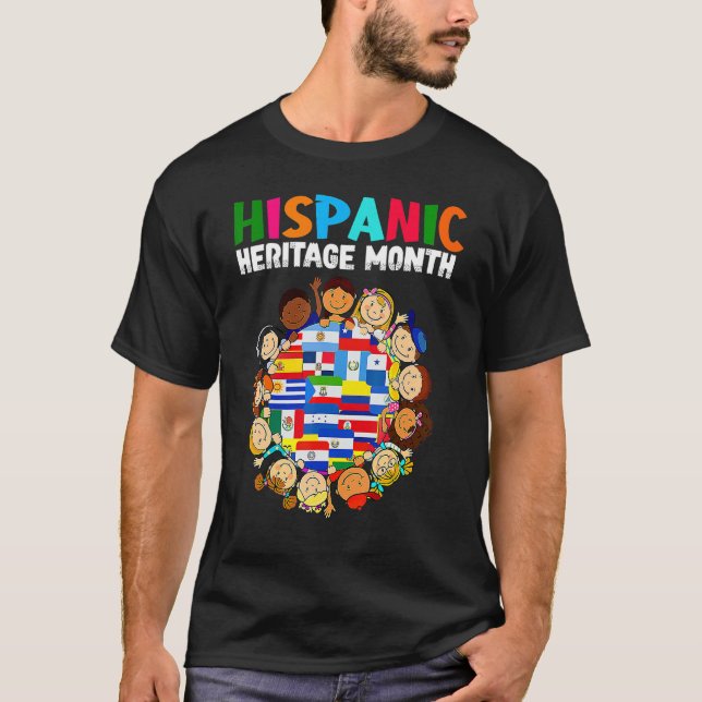 Camiseta Patrimônio Hispânico Mês Todos os Países Mãos Cora (Frente)
