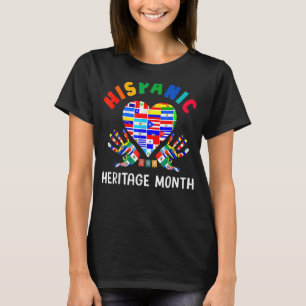 Camiseta Patrimônio Hispânico Mês Todos os Países Mãos Cora