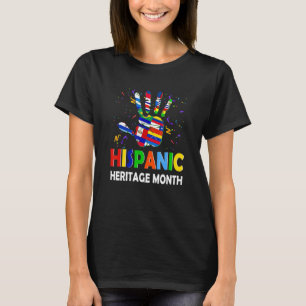 Camiseta Patrimônio Hispânico Mês Todos os Países Mãos Cora