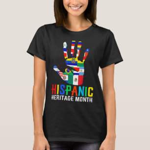 Camiseta Patrimônio Hispânico Mês Todos os Países Mãos Cora