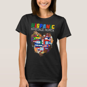 Camiseta Patrimônio Hispânico Mês Todos os Países Mãos Cora