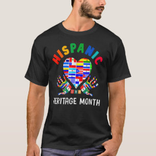 Camiseta Patrimônio Hispânico Mês Todos os Países Mãos Cora
