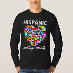 Camiseta Patrimônio Hispânico Mês Todos os Países Sinalizam