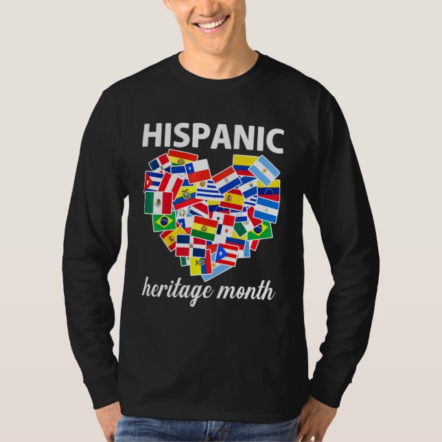 Camiseta Patrimônio Hispânico Mês Todos os Países Sinalizam (Frente)