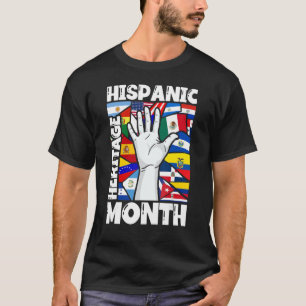 Camiseta Patrimônio Hispânico Mês Todos os Sinalizadores de
