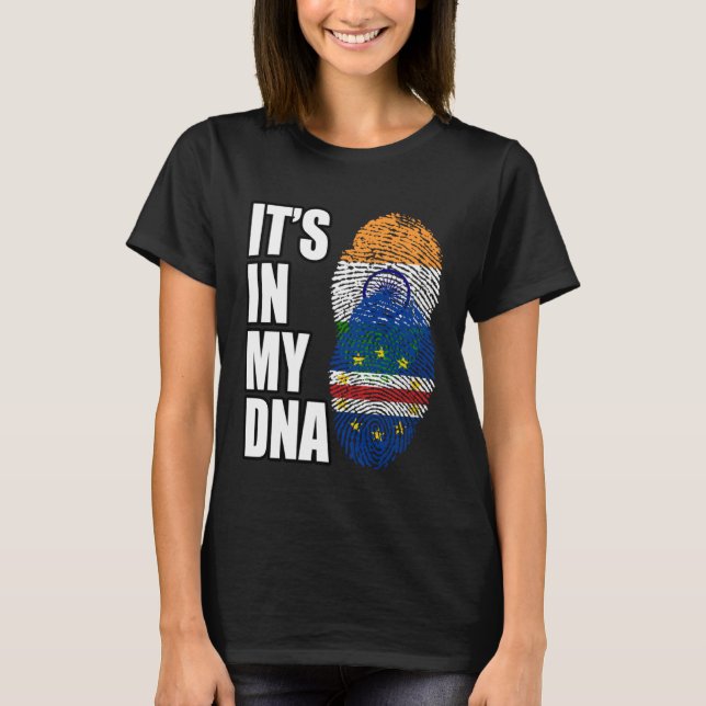 Camiseta Patrimônio Indiano E Cabo Verdean Misturar DNA Sin (Frente)