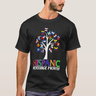 Camiseta Patrimônio Nacional Hispânico Mês Borboleta Árvore