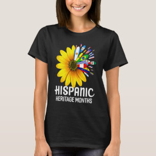 Camiseta Patrimônio Nacional Hispânico Mês de Sunflower Cou