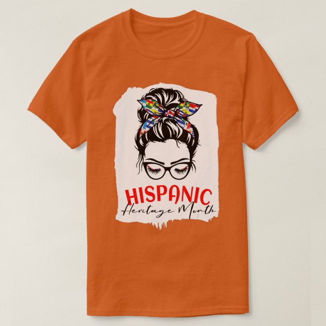 Camiseta Patrimônio Nacional Hispânico Mês Latina Mulheres  (Frente do Design)