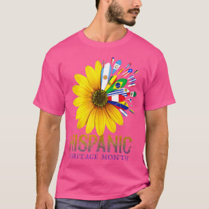 Camiseta Patrimônio Nacional Hispânico Mês Latino Bandeira 