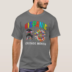 Camiseta Patrimônio Nacional Hispânico Mês Latino Bandeiras