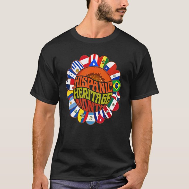 Camiseta Patrimônio Nacional Hispânico Mês Latino Bonito Fl (Frente)