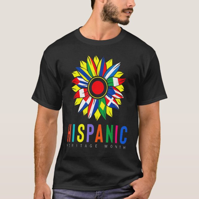Camiseta Patrimônio Nacional Hispânico Mês Latino Flagres S (Frente)