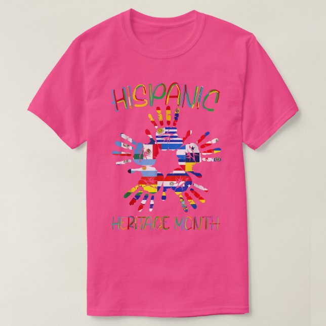 Camiseta Patrimônio Nacional Hispânico Mês Latino Todos os  (Frente do Design)
