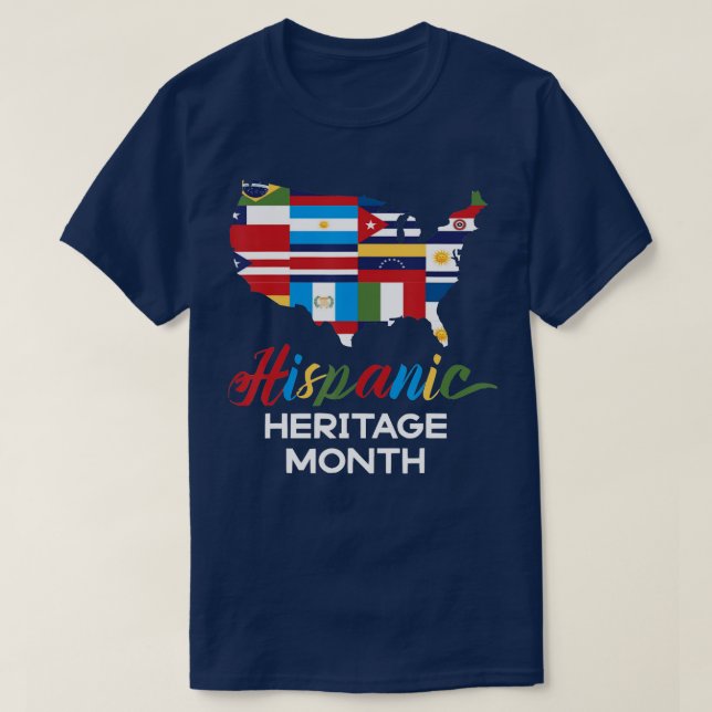 Camiseta Patrimônio Nacional Hispânico Mês Mulher Latino Co (Frente do Design)