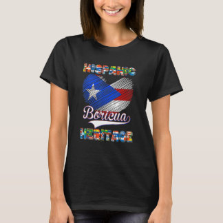 Camiseta Patrimônio Nacional Hispânico Mês Porto Rico Bande