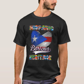 Camiseta Patrimônio Nacional Hispânico Mês Porto Rico Bande
