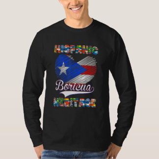 Camiseta Patrimônio Nacional Hispânico Mês Porto Rico Bande