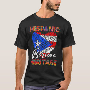 Camiseta Patrimônio Nacional Hispânico Mês Porto Rico Bande