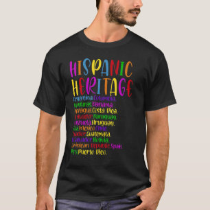 Camiseta Patrimônio Nacional Hispânico Mês Todos os Países