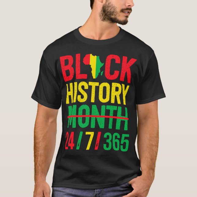 Camiseta Patrimônio Negro História Negra Mês 24 7 Orgulho 5 (Frente)