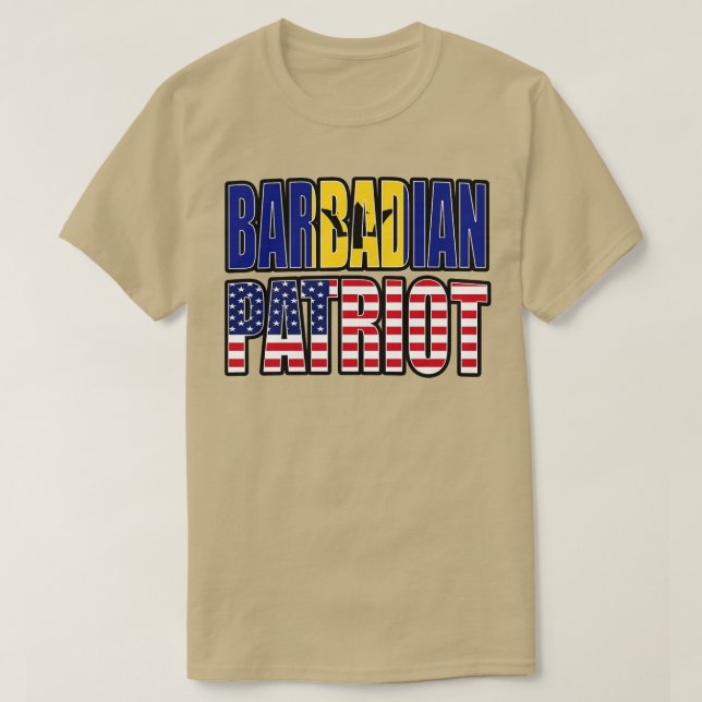Camiseta Patrimônio Patriótico Americano do Barbade Bandeir (Frente do Design)