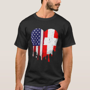 Camiseta Patrimônio Suiço Americano Bandeira de Suiça Mês H