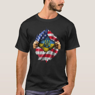 Camiseta Patrimônio Super Ucraniano Ucrânia Roots USA Flag