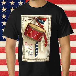 Camiseta Pátrio Vintage, Tambores com Notas Musicais