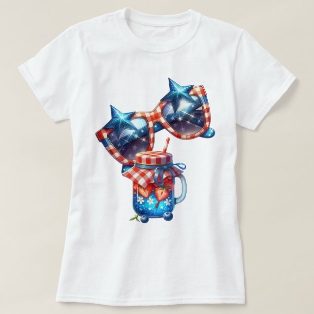 Camiseta Patriot Gingham Art (Frente do Design)