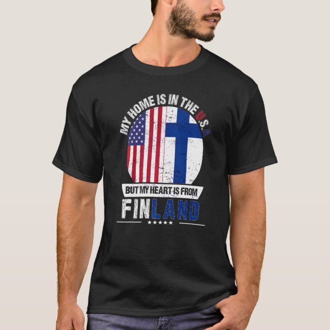 Camiseta Patriot Heart Da Finlândia Americana É Da Finlândi (Frente)