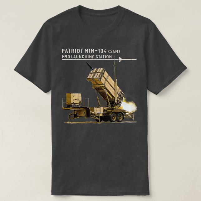 Camiseta Patriot MIM104 - Míssil de superfície para ar (Frente do Design)