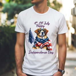 Camiseta Patriot Pup no Dia da Independência de Estrelas e 