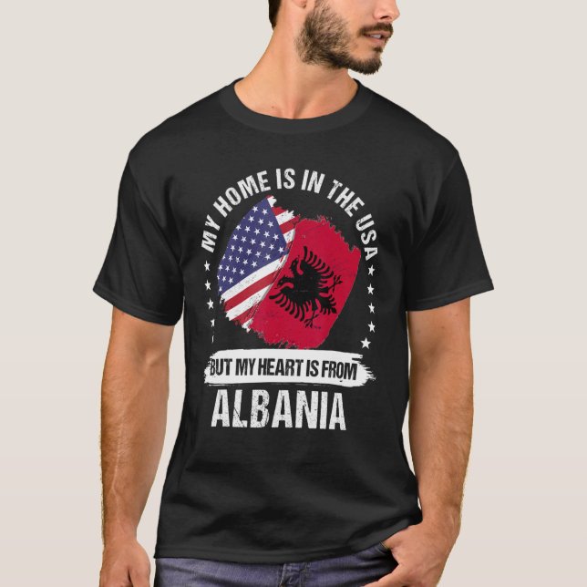 Camiseta Patriota Americano Albânia Bandeira Americana Ro A (Frente)