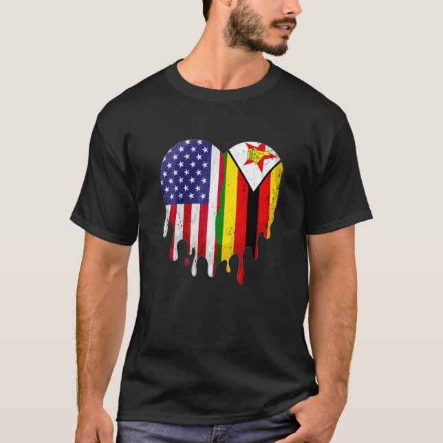 Camiseta Patriota Americano do Zimbábue Derretendo País Cre (Frente)