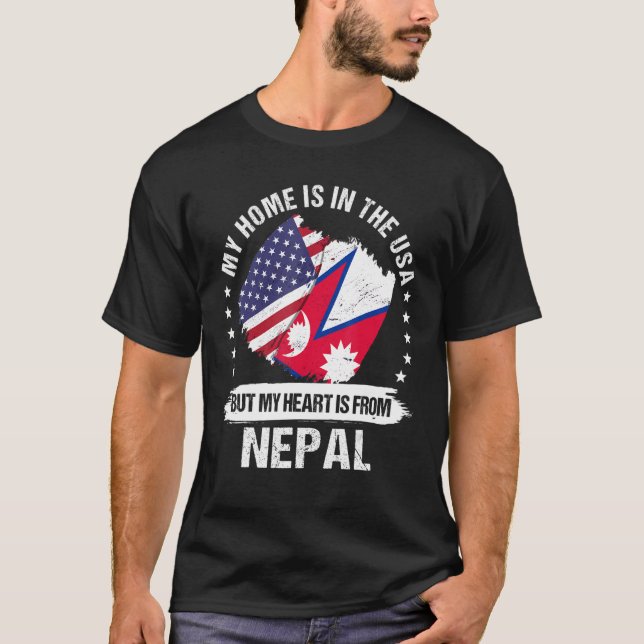 Camiseta Patriota Americano no Nepal Bandeira Americana Rai (Frente)