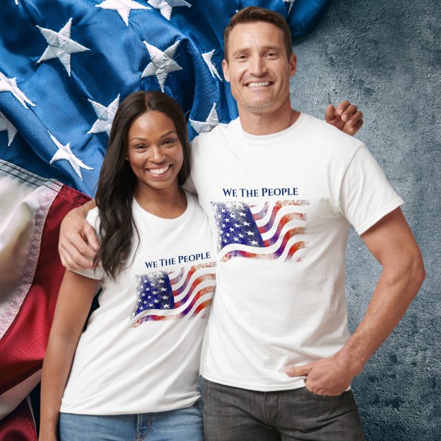 Camiseta Patriota Americano, Nós Somos As Pessoas (American Flag Patriot, We The People T-Shirt - Men's and Ladies)